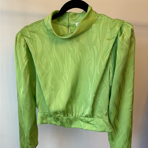 Ronny Kobo Collection Light Green Satin Jacquard Long-Sleeve Top - Picture 8 of 8